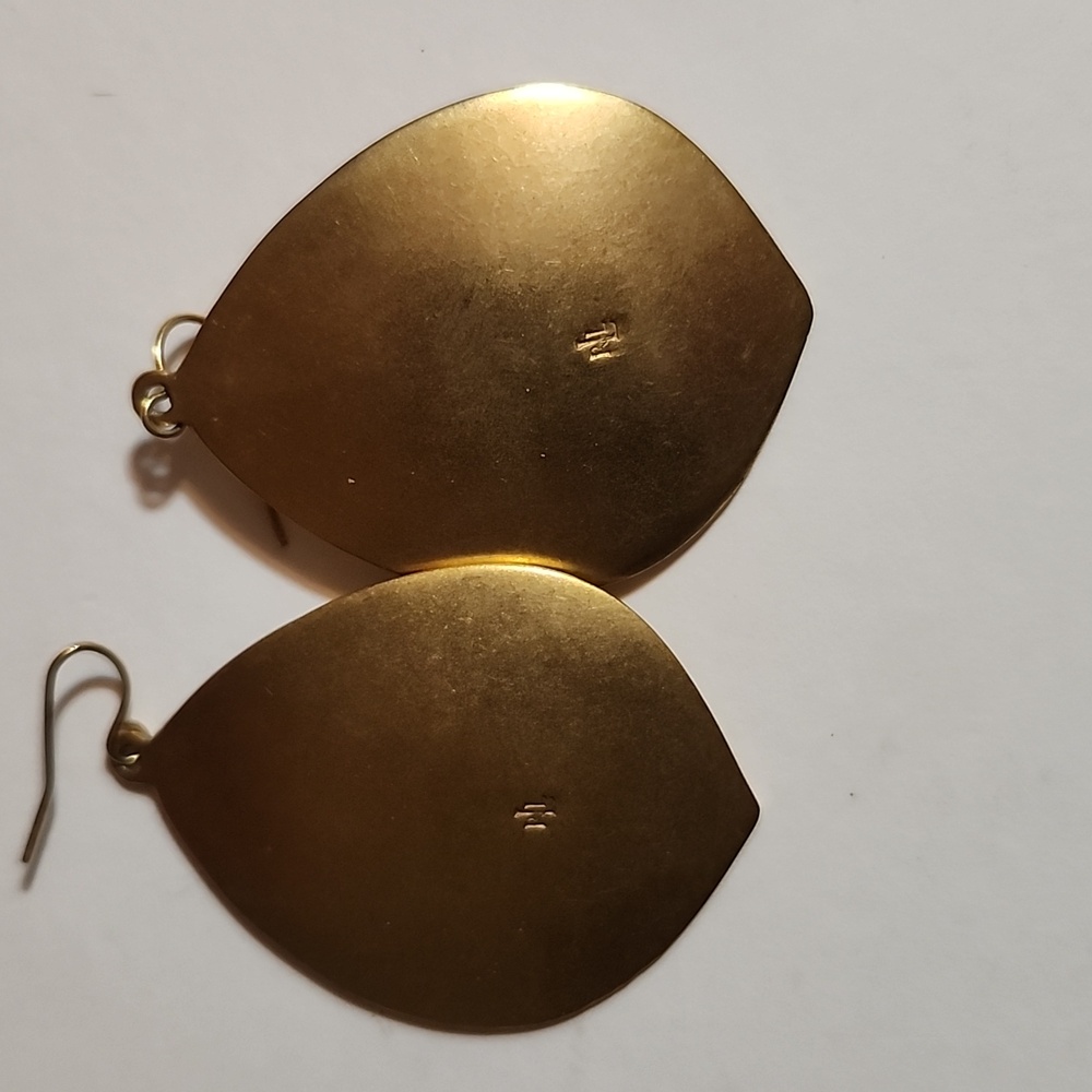 Ralph Lauren. Hammer Pattern Dangle. Leaf Shape E… - image 3